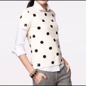 J Crew creme sequin polka dot top - size S